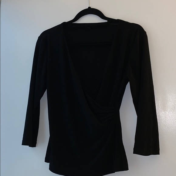 Tops - V neck plunge cocktail shirt black size small